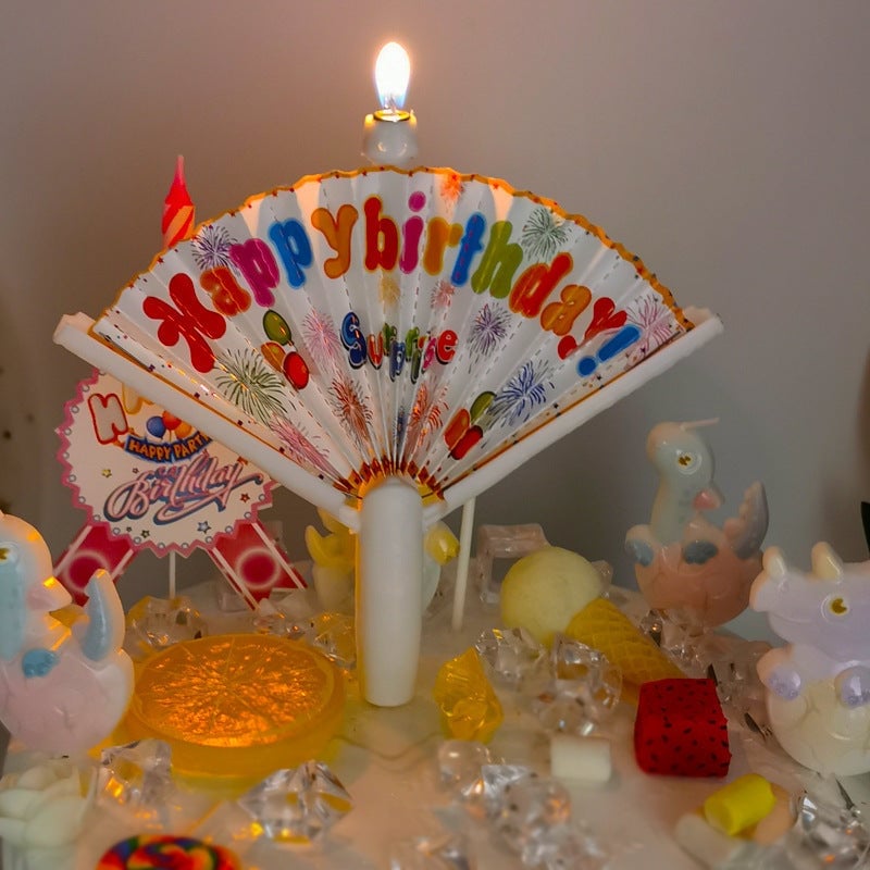 Vela de cumpleaños reutilizable con forma de abanico