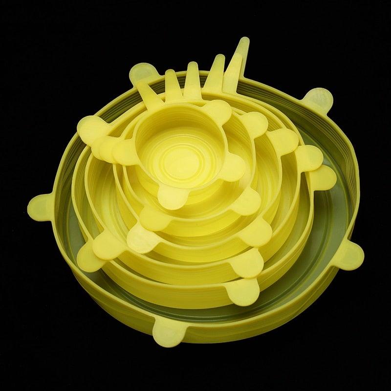 Juego de 6 tapas de silicona para alimentos