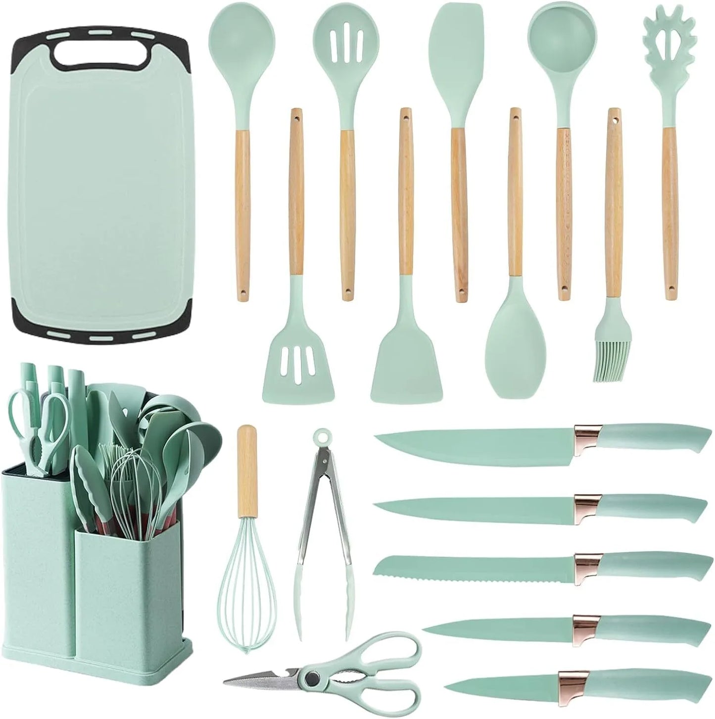 19 Pieces of Heat Resistant Silicone Kitchen Utensils