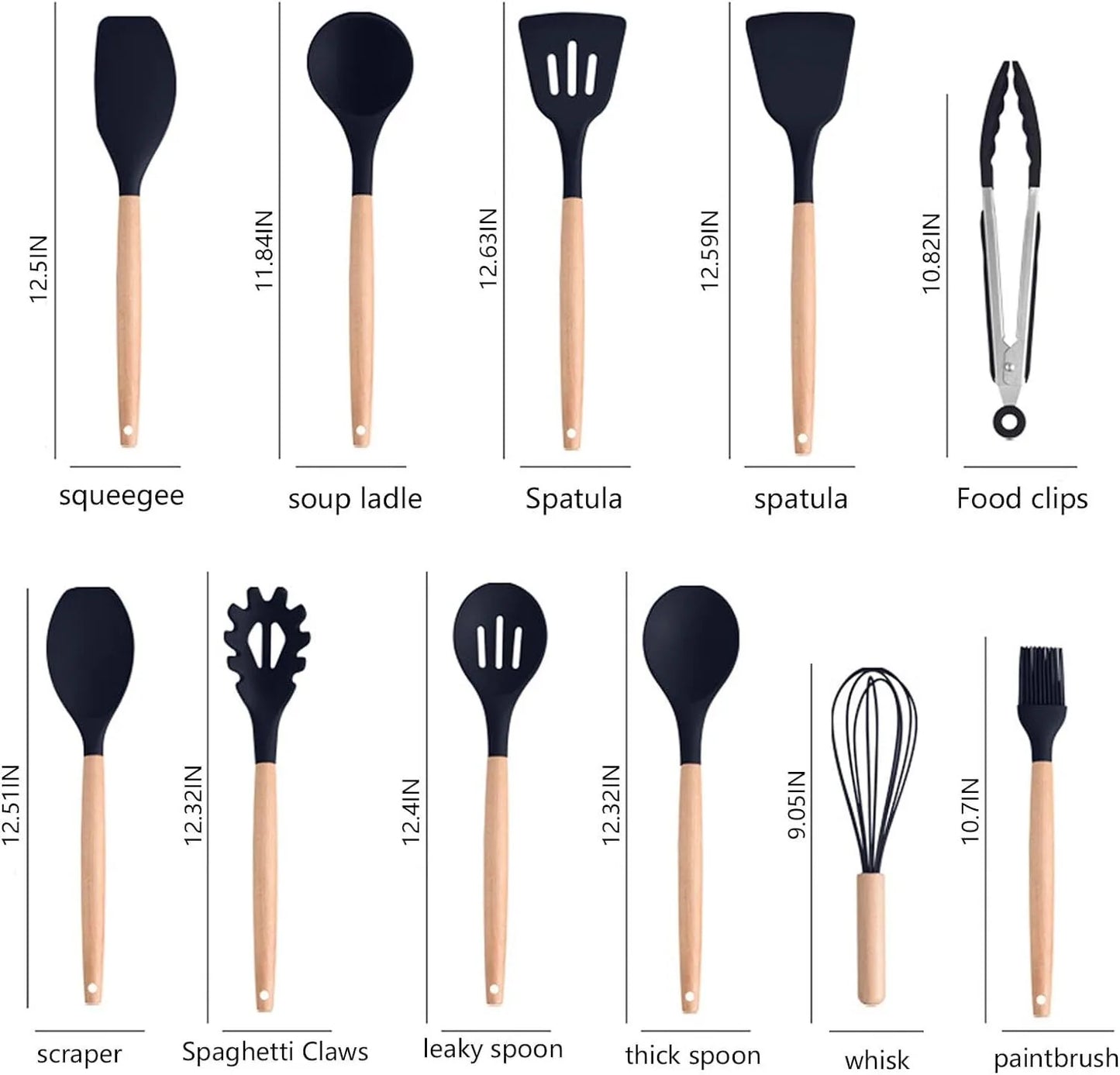 19 Pieces of Heat Resistant Silicone Kitchen Utensils