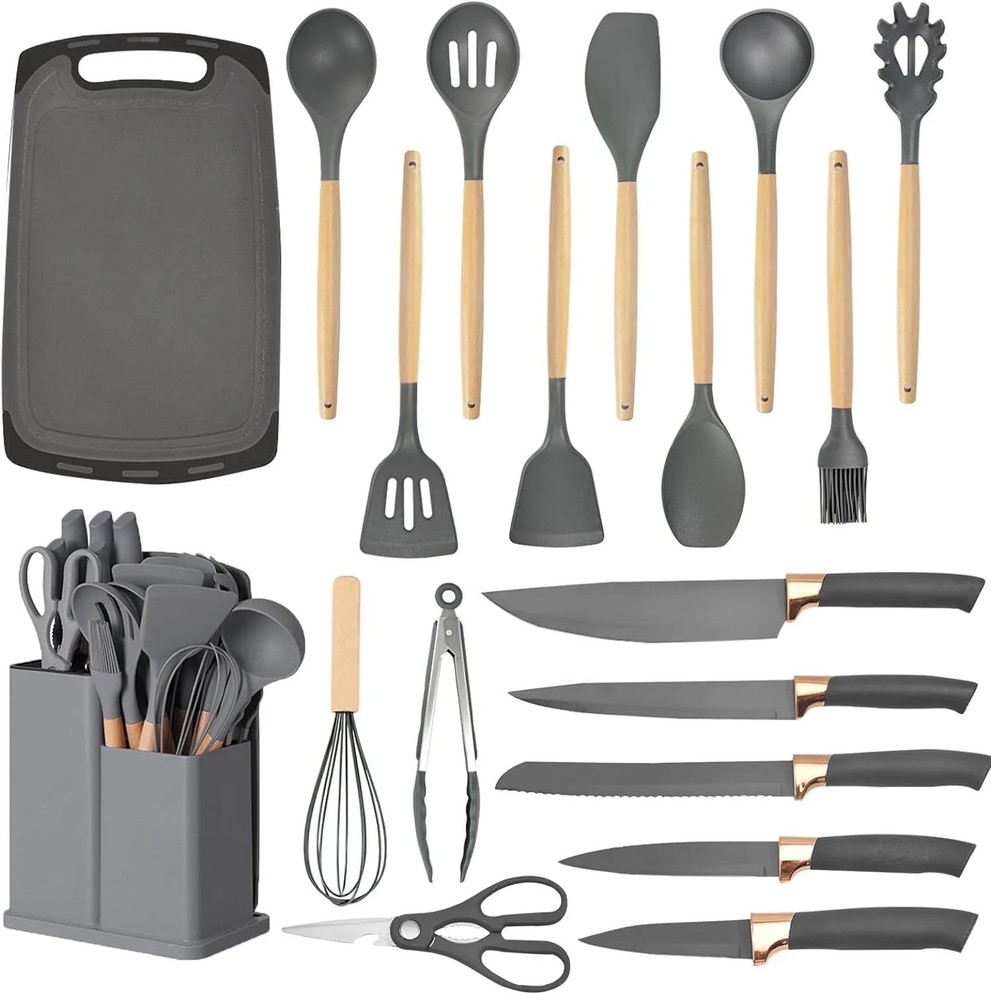 19 Pieces of Heat Resistant Silicone Kitchen Utensils