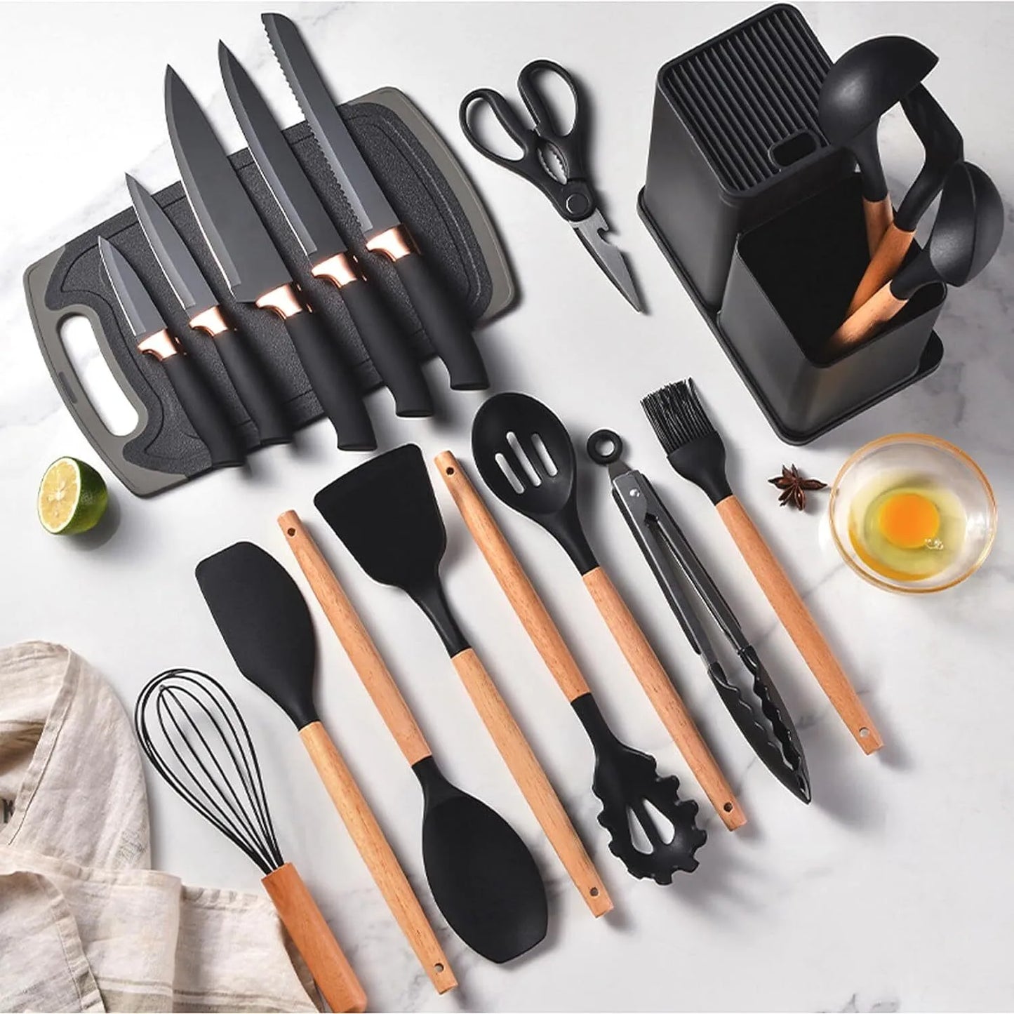 19 Pieces of Heat Resistant Silicone Kitchen Utensils