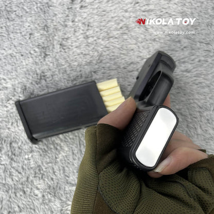 Gun type cigarette lighter with 3 replaceable magazine clips