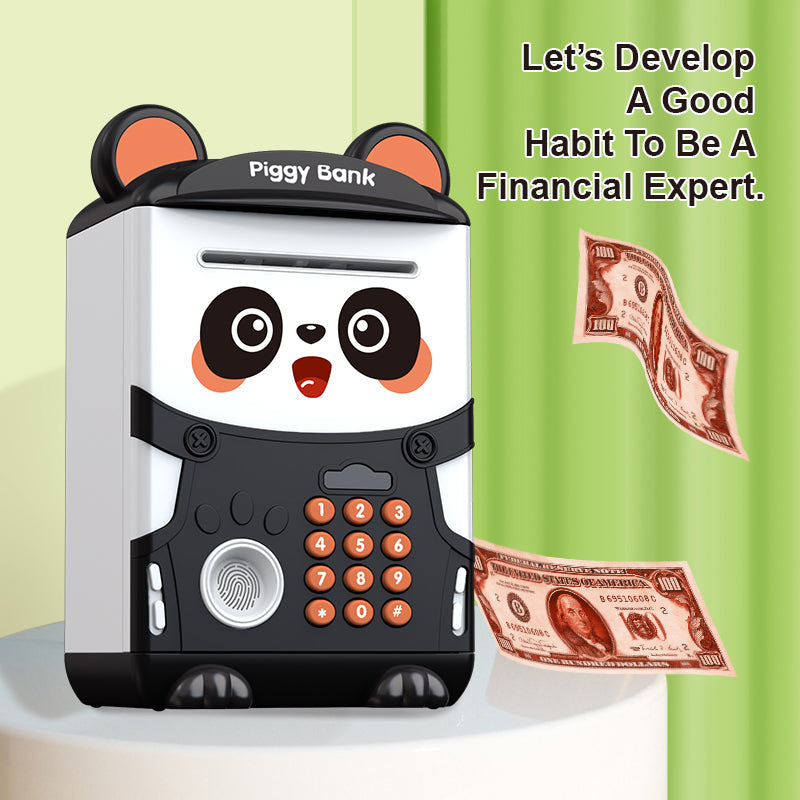 Panda Piggy bank: Children's Day Gift, Password and Fingerprint Unlocking ATM, Deposit and Withdraw