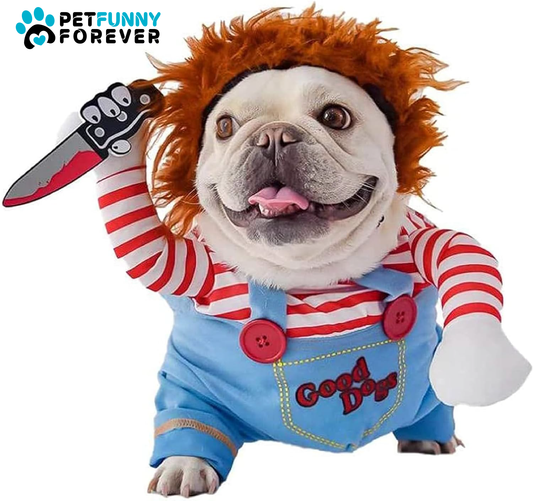 Deadly Doll Dog Costume | Funny Halloween Pet Cosplay Clothes for Dogs & Cats