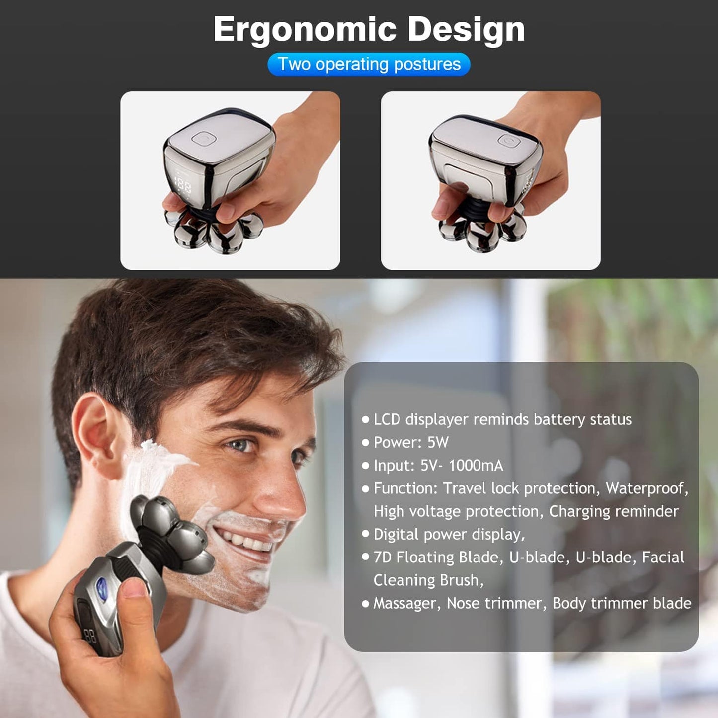 6-In-1 Men's Electric Shaver Razor