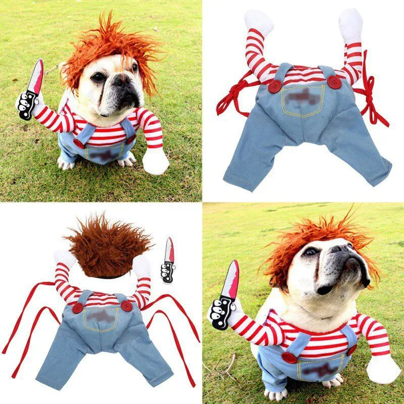 Deadly Doll Dog Costume | Funny Halloween Pet Cosplay Clothes for Dogs & Cats