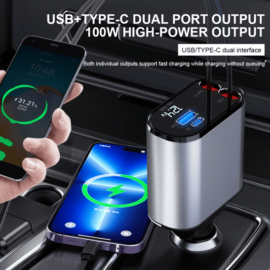 ⏰Last Day Promotion 50% Off - Fast Charge Retractable Car Charger