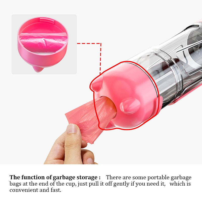 4 In 1 Pet Bottle - HOW DO I BUY THIS Pink / 300ml with food box