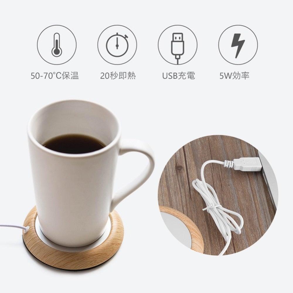 Calentador de tazas de madera USB