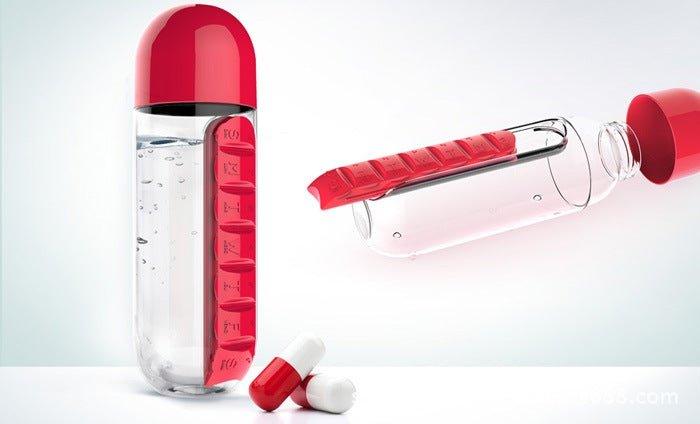 Vitamins Organizer Water Bottle - HOW DO I BUY THIS Rose Red